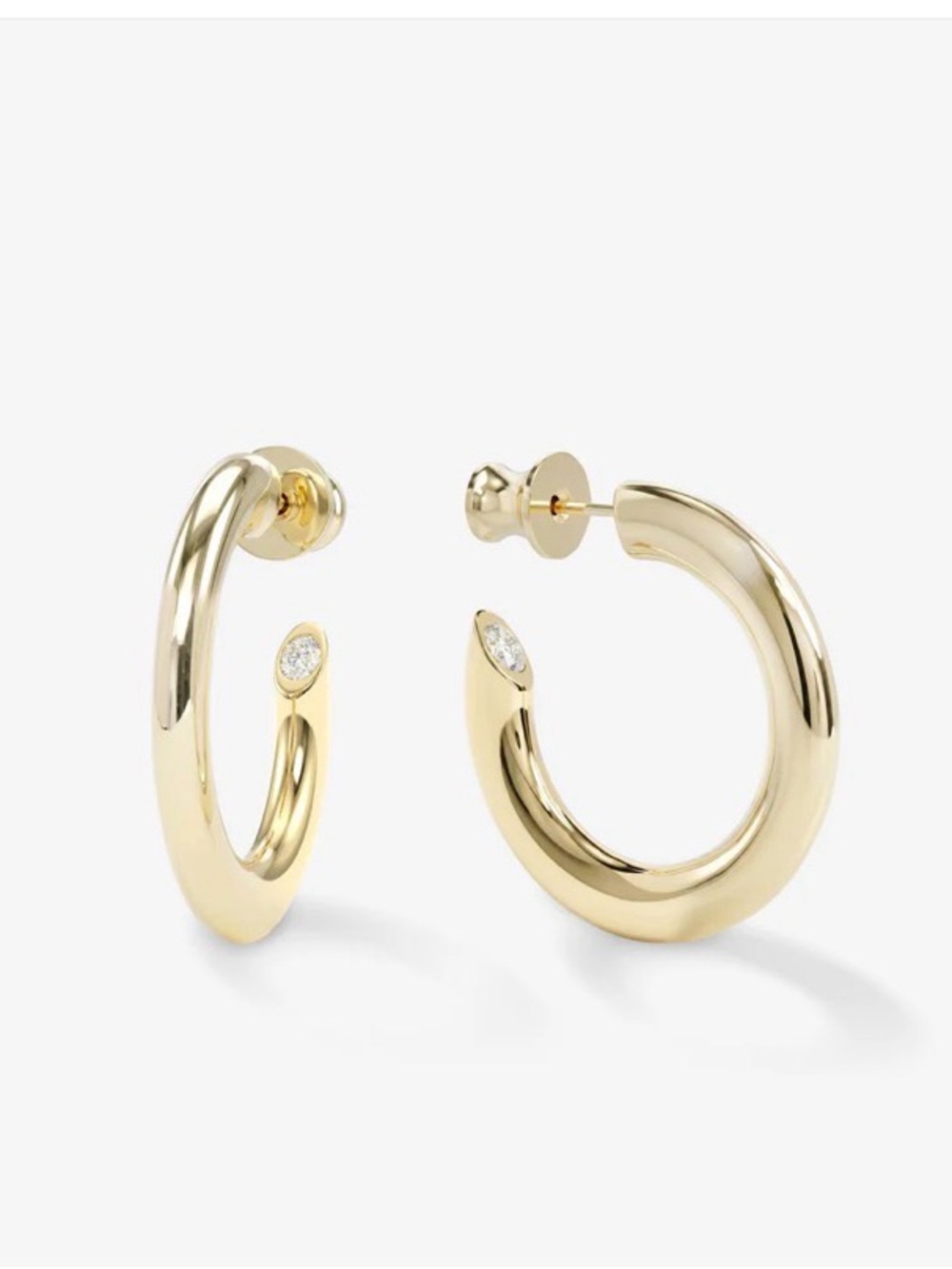 Melinda Maria Beacon Hoops 1"
Gold|White Diamondettes